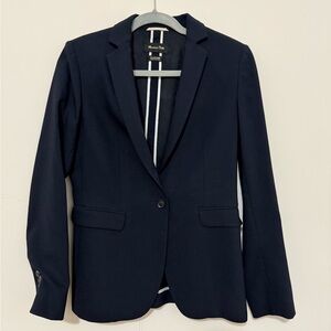 Massimo Dutti Blue Tailored Blazer Classic Single-Breasted
